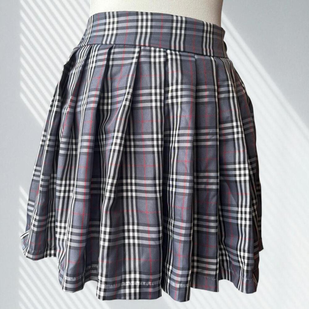Soft grey y2k plaid mini skirt